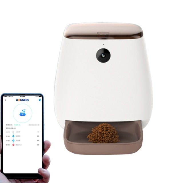 "smart wifi automatic pet feeder" "cat dog food dispenser remote control" "smart pet gadget wifi feeder for cats" "automatic feeding bowl for dogs and cats" "pet food dispenser scheduled meals" "wifi smart pet bowl feeder" "portion control pet feeder automatic"