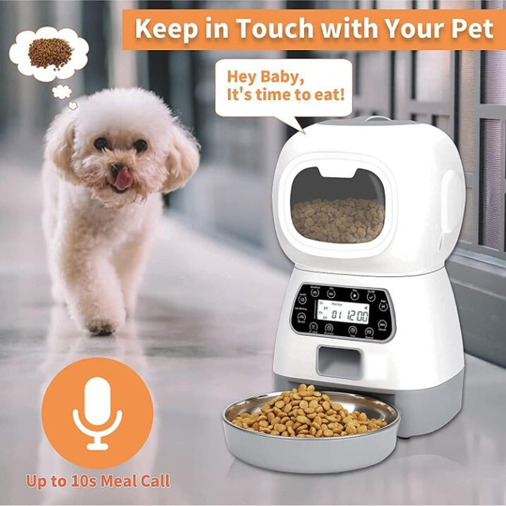 "smart wifi automatic pet feeder" "cat dog food dispenser remote control" "smart pet gadget wifi feeder for cats" "automatic feeding bowl for dogs and cats" "pet food dispenser scheduled meals" "wifi smart pet bowl feeder" "portion control pet feeder automatic"